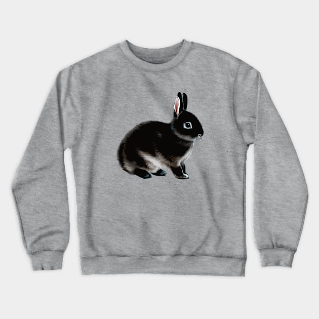 Black Otter Netherland Dwarf Rabbit Bunny Crewneck Sweatshirt by wigobun